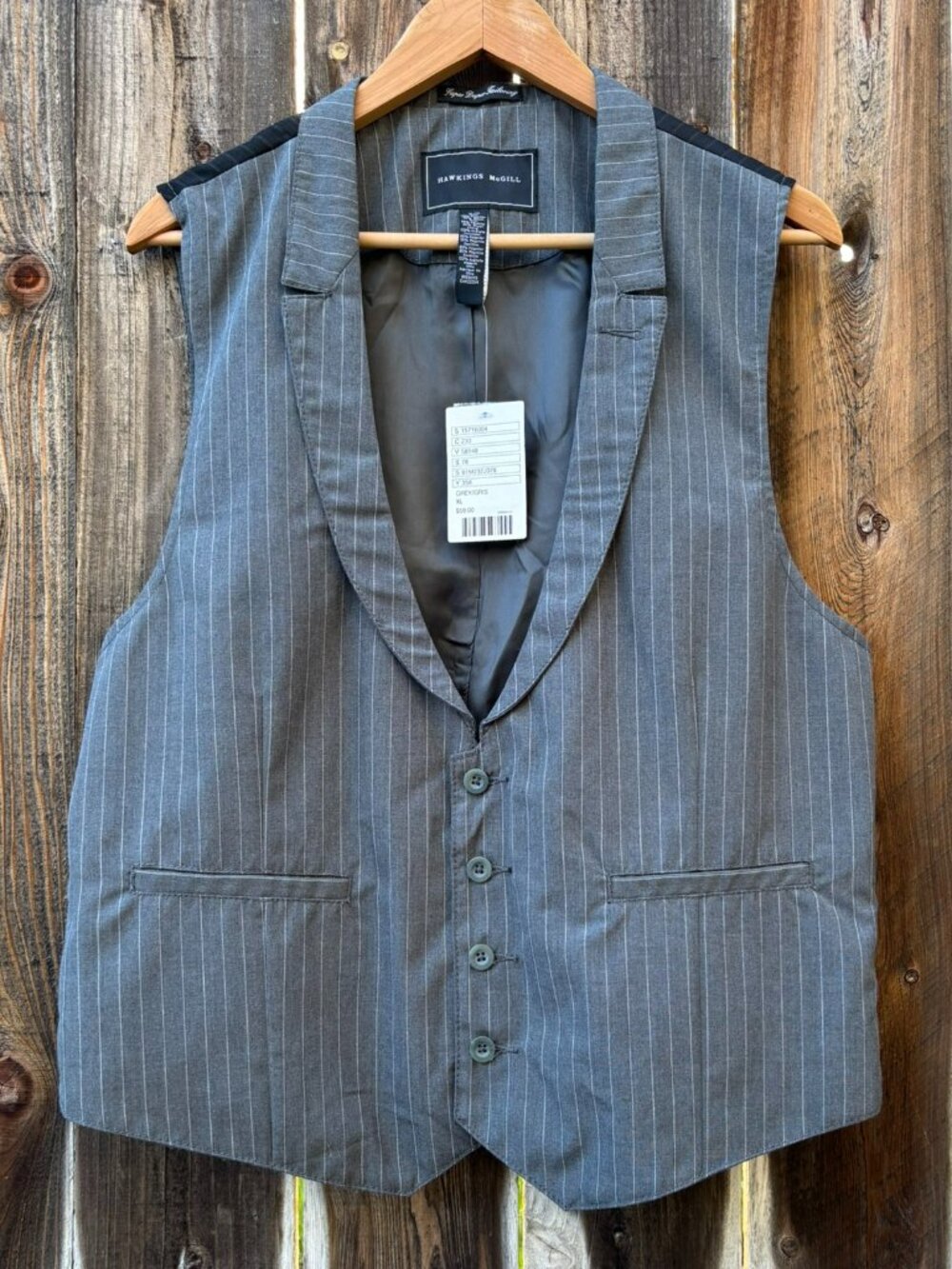 NWT Hawkings McGill Urban Outfitters Men’s Grey Pinstriped Vest XL